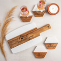 Personalized Cutting Board & 4 Coasters Set – Custom Acacia & Marble Charcuterie Boards, Weddings, Housewarmings, New Home Owners, Anniversary, Bridal Showers, Couples, Mother’s Day Gifts for Women