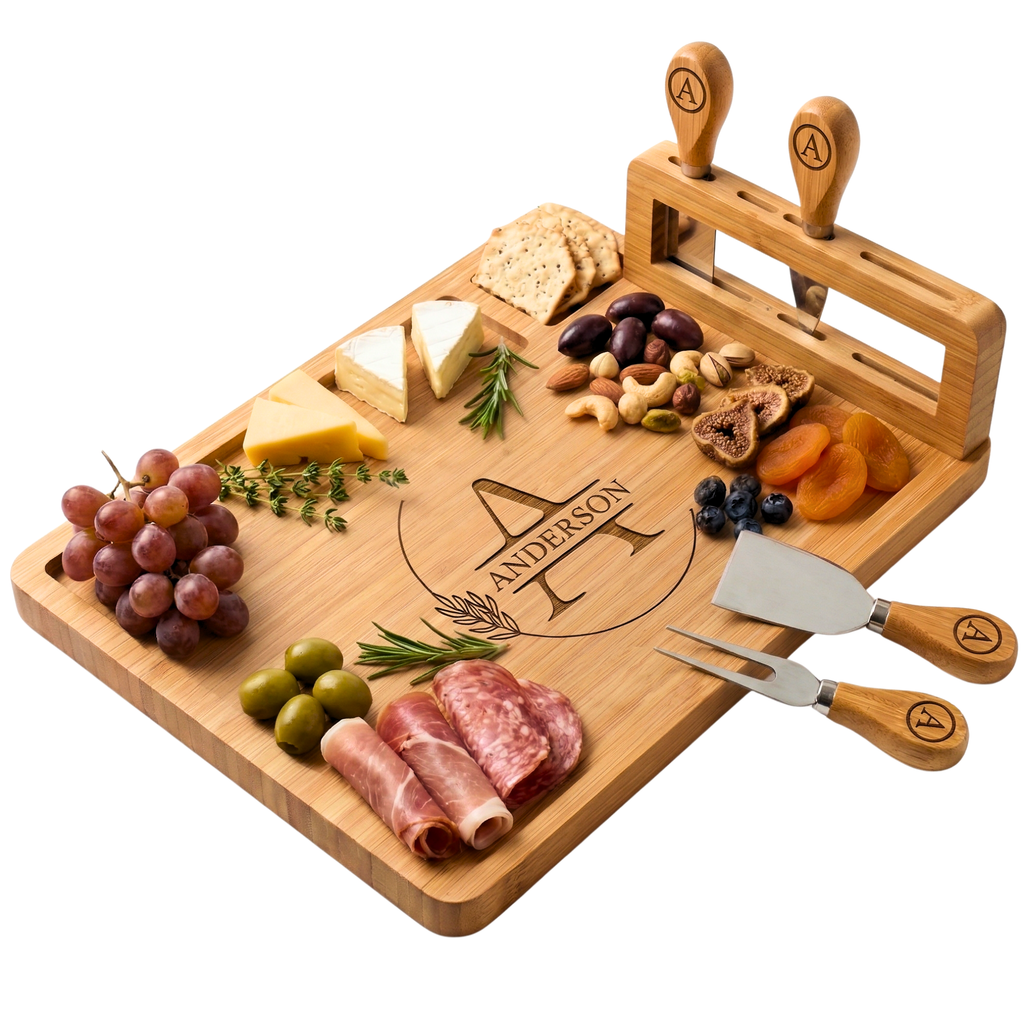 Personalized Bamboo Charcuterie & Cutting Board Set – Custom Wedding, Anniversary, Bridal Shower, Birthday, Housewarming, Couples, Engagement, Women, Girlfriend, Grandma, New Mom, Mother’s Day Gifts