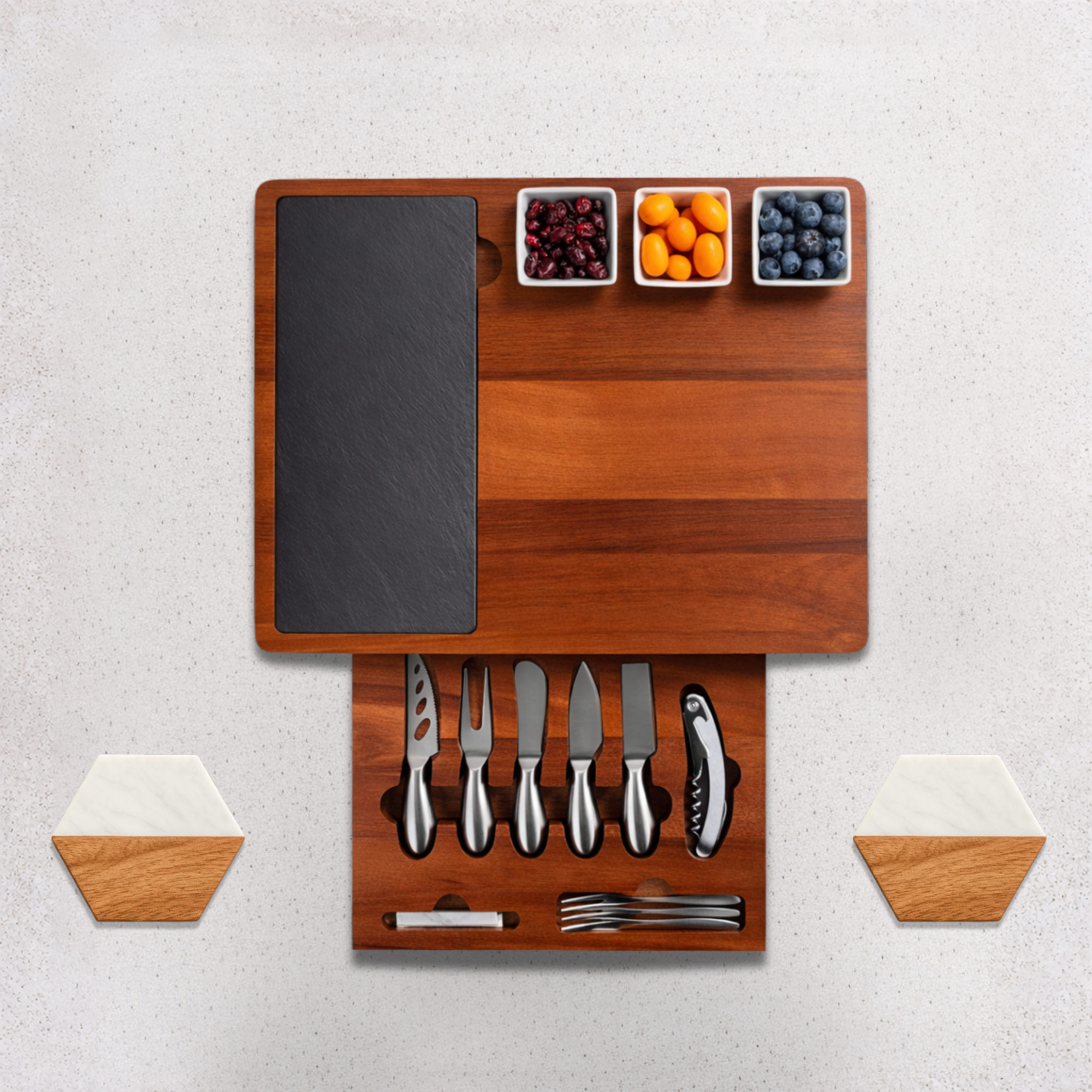 Personalized Acacia Wood Charcuterie Board Set with Stainless Steel Knives – Custom Cheese Board for Wedding, Anniversary, New Mom, Engagement, Housewarming, Bridal Shower, Women, Mother’s Day Gifts